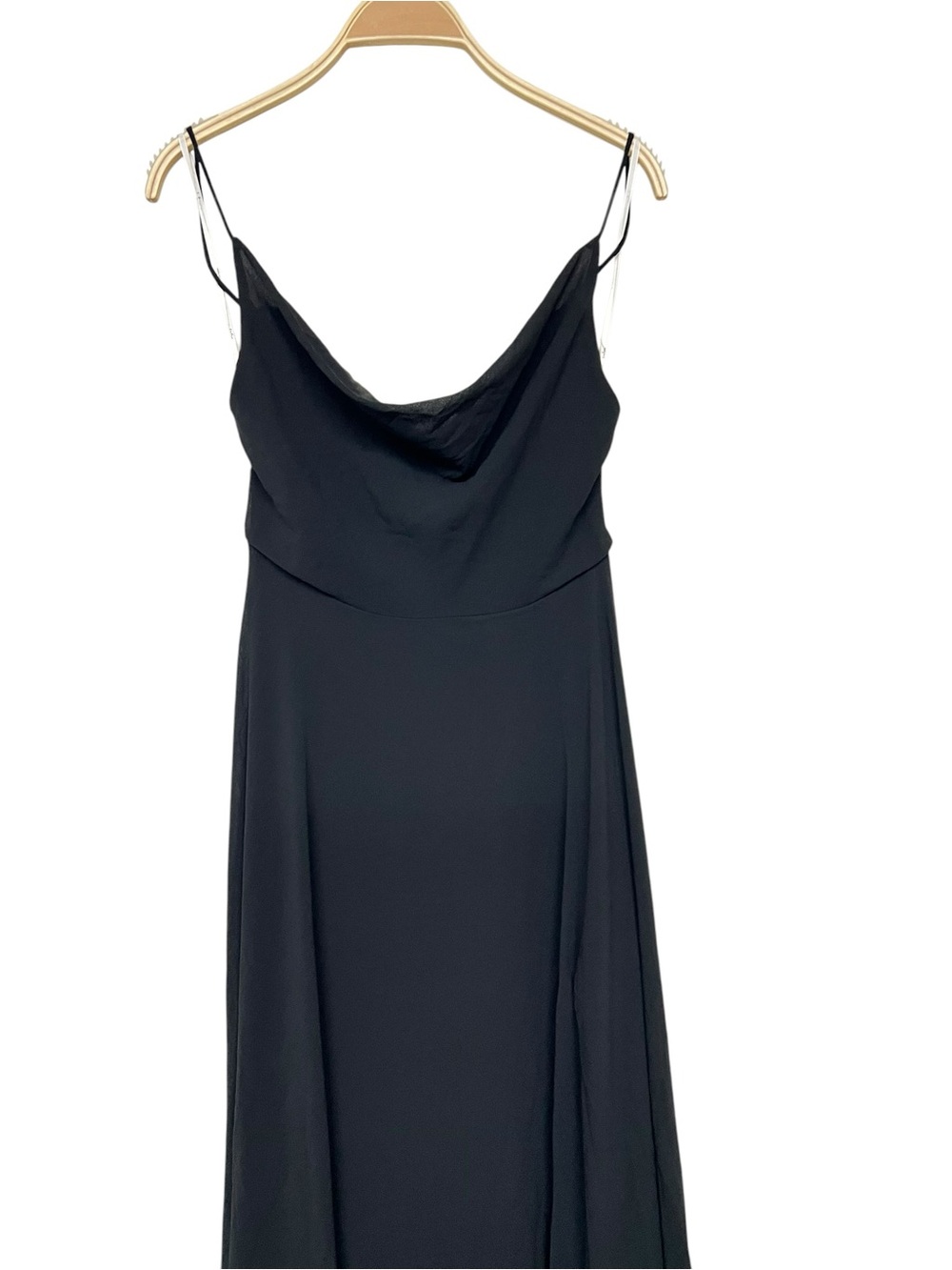 New Lulus Romantically Speaking Elegant Black Cowl Neck Lace Up Back Maxi Dress - Picture 3 of 6